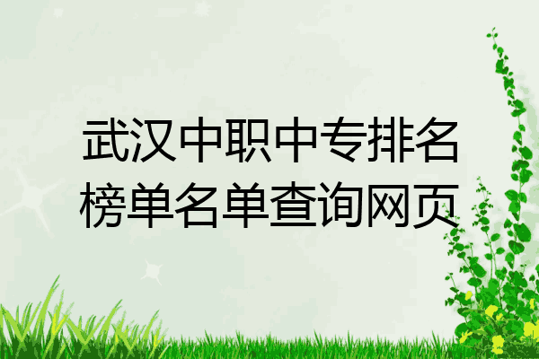 武汉中职中专排名榜单名单查询网页