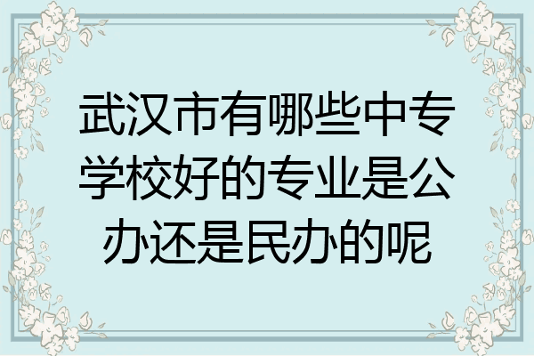 武汉市有哪些中专学校好的专业是公办还是民办的呢