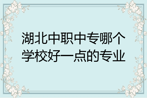 湖北中职中专哪个学校好一点的专业