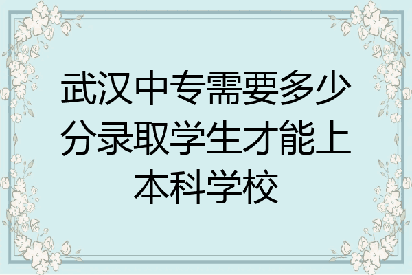武汉中专需要多少分录取学生才能上本科学校