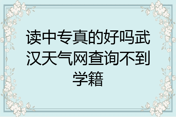 读中专真的好吗武汉天气网查询不到学籍