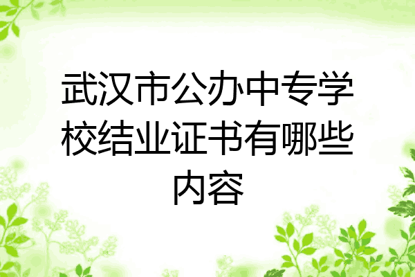 武汉市公办中专学校结业证书有哪些内容