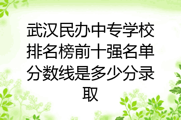 武汉民办中专学校排名榜前十强名单分数线是多少分录取