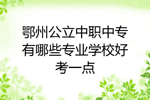 鄂州公立中职中专有哪些专业学校好考一点