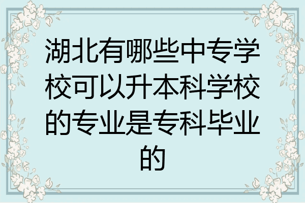 湖北有哪些中专学校可以升本科学校的专业是专科毕业的
