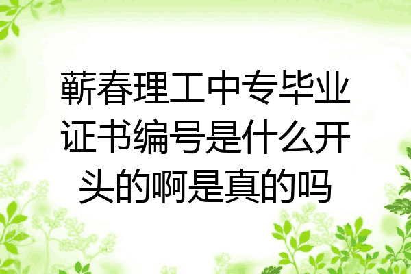 蕲春理工中专毕业证书编号是什么开头的啊是真的吗