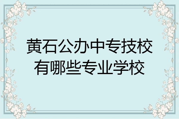 黄石公办中专技校有哪些专业学校