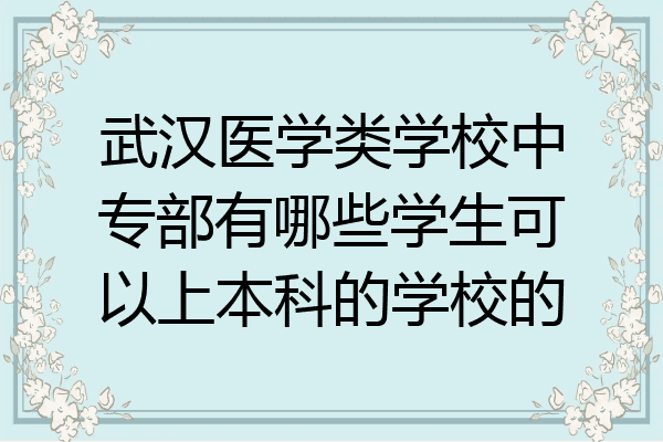武汉医学类学校中专部有哪些学生可以上本科的学校的