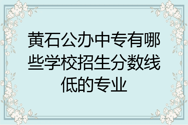 黄石公办中专有哪些学校招生分数线低的专业