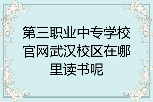 第三职业中专学校官网武汉校区在哪里读书呢