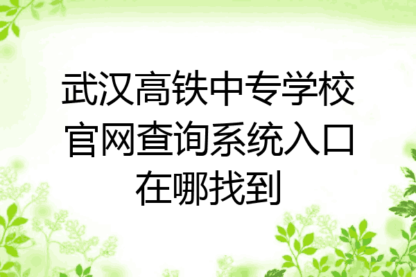 武汉高铁中专学校官网查询系统入口在哪找到