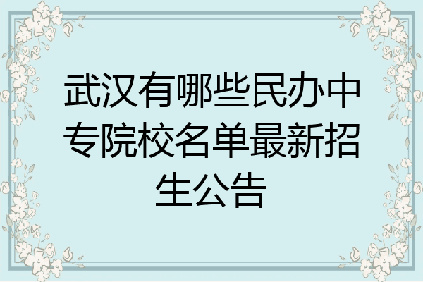 武汉有哪些民办中专院校名单最新招生公告
