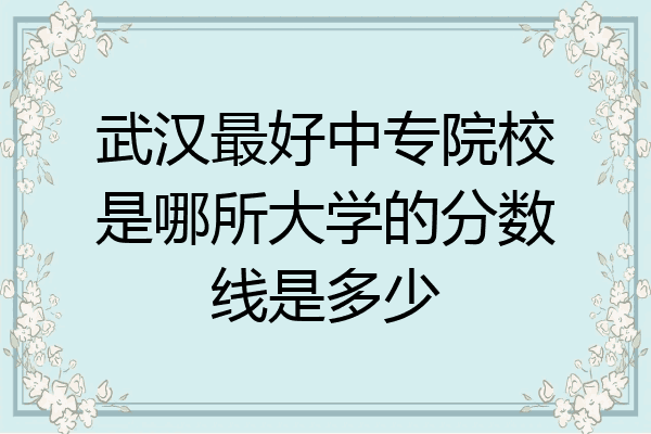 武汉最好中专院校是哪所大学的分数线是多少
