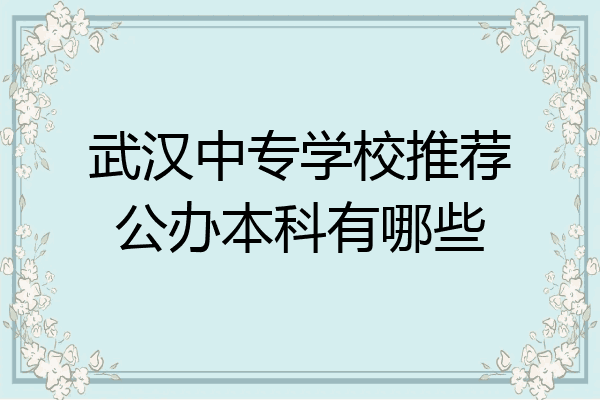 武汉中专学校推荐公办本科有哪些