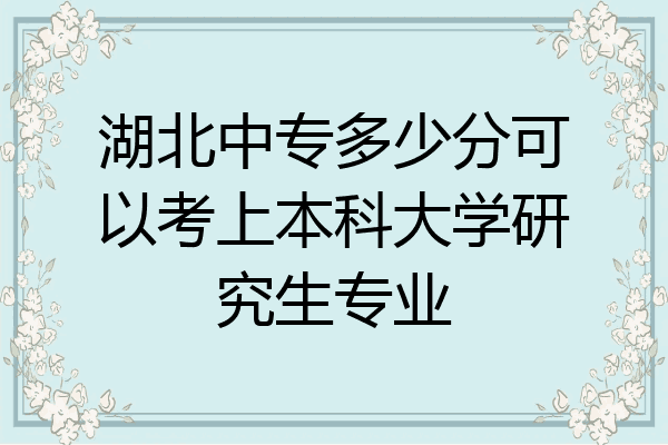 湖北中专多少分可以考上本科大学研究生专业