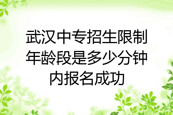 武汉中专招生限制年龄段是多少分钟内报名成功
