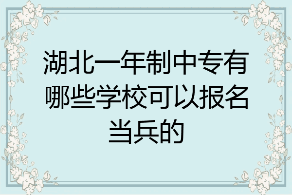 湖北一年制中专有哪些学校可以报名当兵的