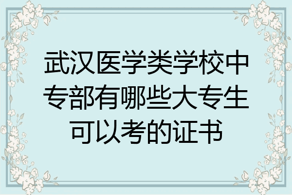 武汉医学类学校中专部有哪些大专生可以考的证书
