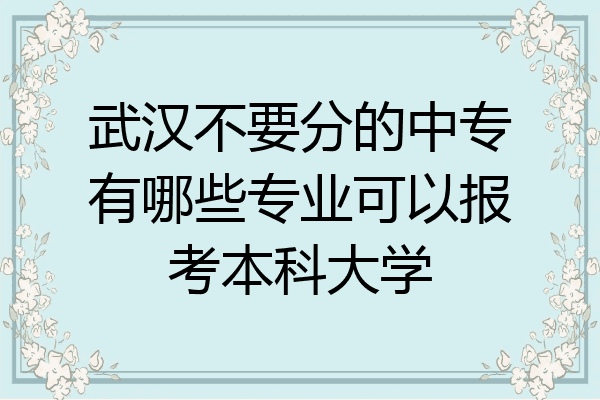 武汉不要分的中专有哪些专业可以报考本科大学