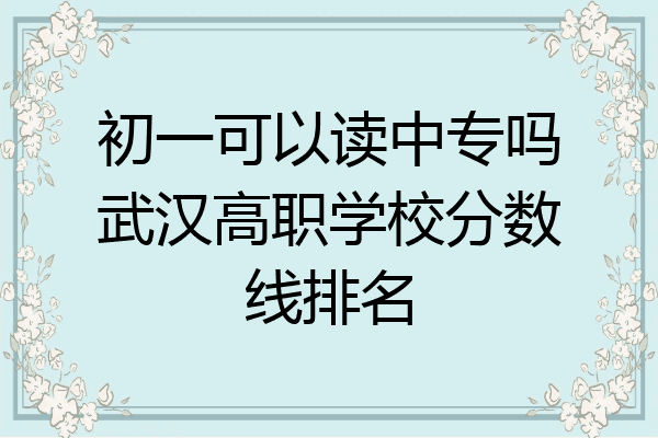 初一可以读中专吗武汉高职学校分数线排名