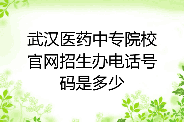 武汉医药中专院校官网招生办电话号码是多少