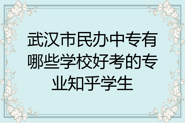 武汉市民办中专有哪些学校好考的专业知乎学生