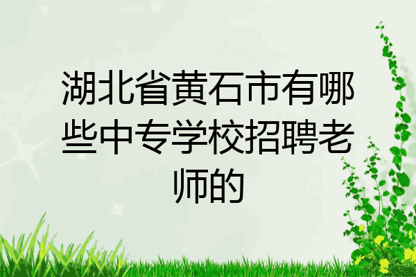 湖北省黄石市有哪些中专学校招聘老师的