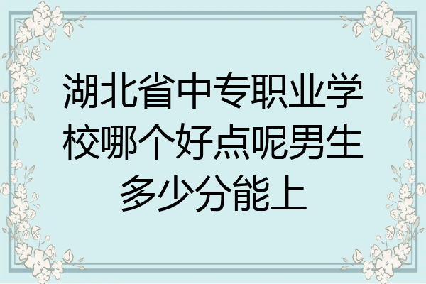 湖北省中专职业学校哪个好点呢男生多少分能上