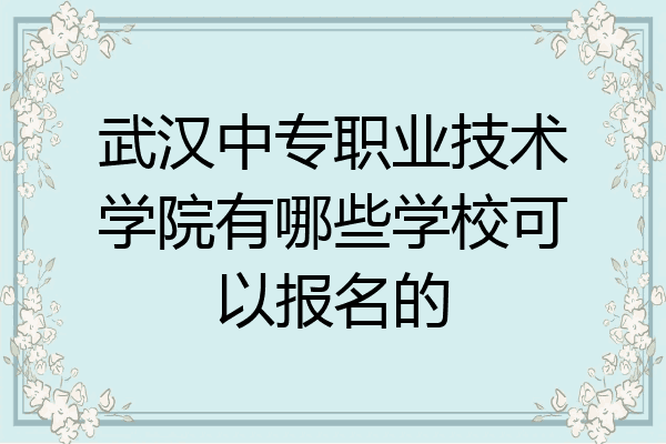武汉中专职业技术学院有哪些学校可以报名的