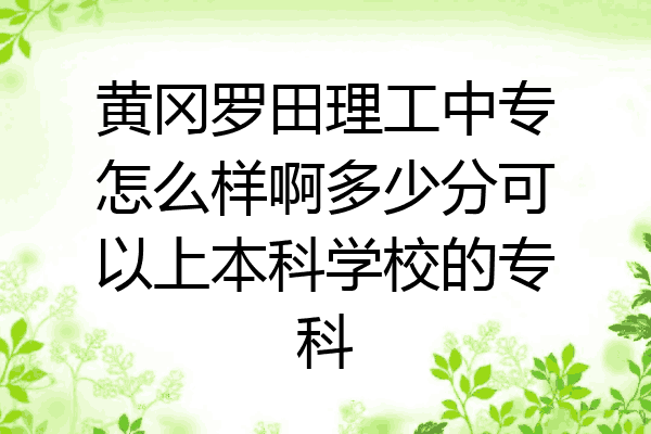 黄冈罗田理工中专怎么样啊多少分可以上本科学校的专科