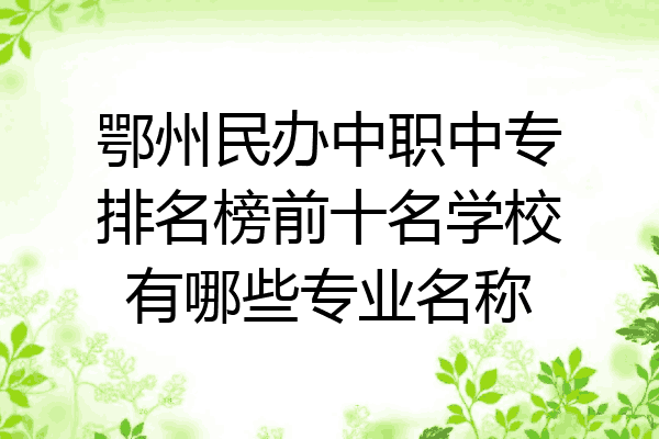 鄂州民办中职中专排名榜前十名学校有哪些专业名称