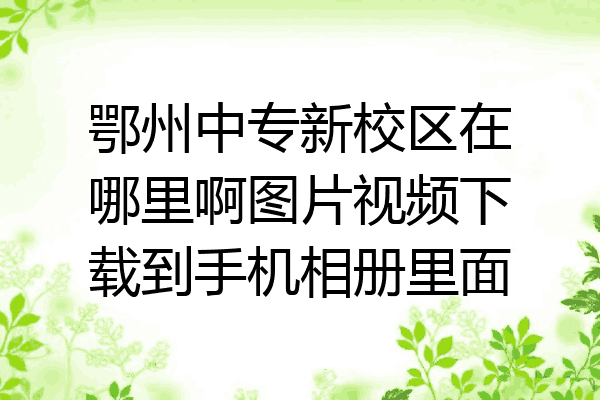 鄂州中专新校区在哪里啊图片视频下载到手机相册里面