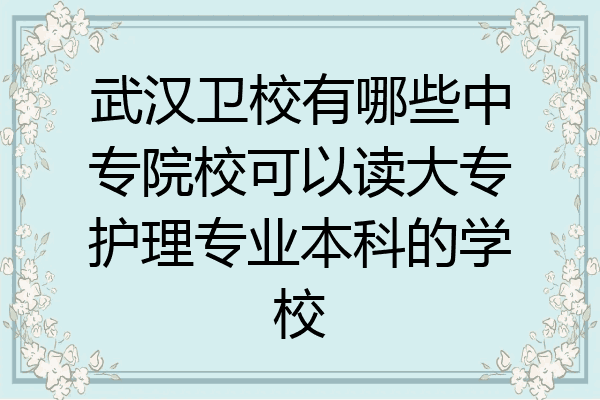 武汉卫校有哪些中专院校可以读大专护理专业本科的学校