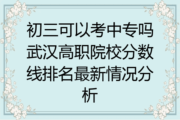 初三可以考中专吗武汉高职院校分数线排名最新情况分析