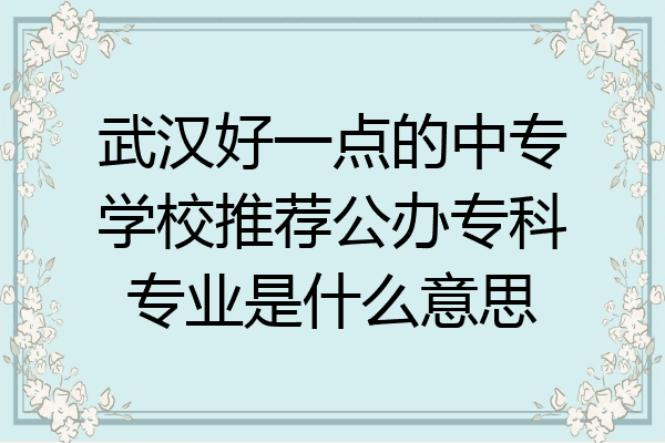 武汉好一点的中专学校推荐公办专科专业是什么意思