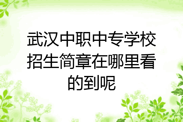 武汉中职中专学校招生简章在哪里看的到呢