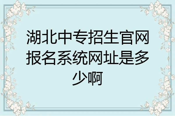 湖北中专招生官网报名系统网址是多少啊