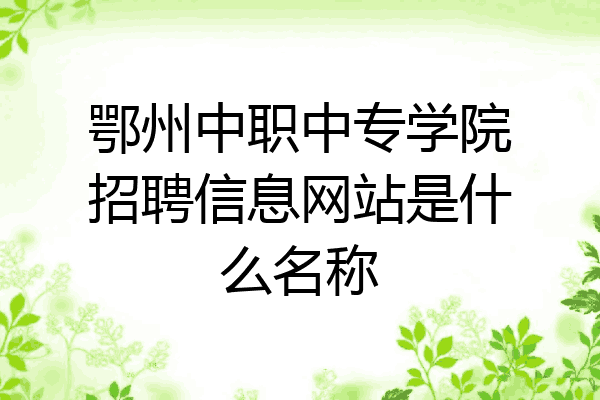 鄂州中职中专学院招聘信息网站是什么名称