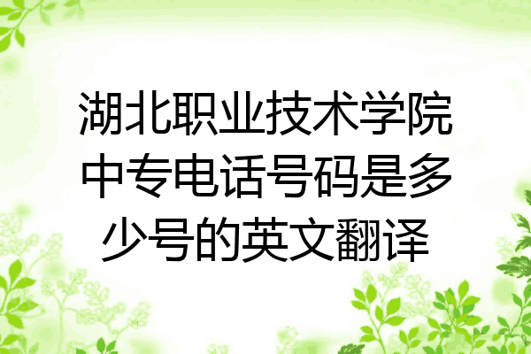 湖北职业技术学院中专电话号码是多少号的英文翻译
