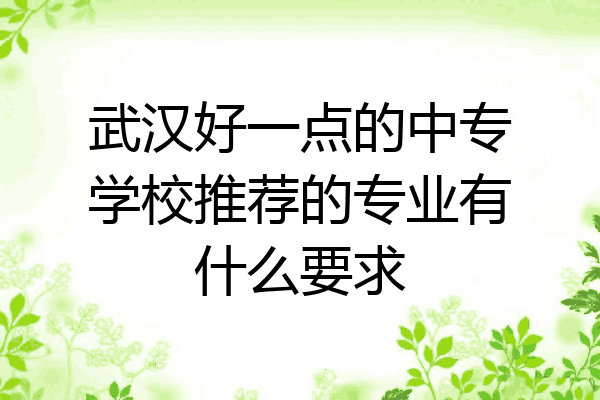 武汉好一点的中专学校推荐的专业有什么要求