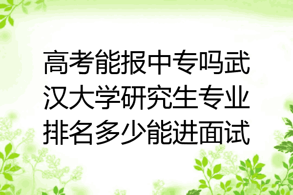 高考能报中专吗武汉大学研究生专业排名多少能进面试