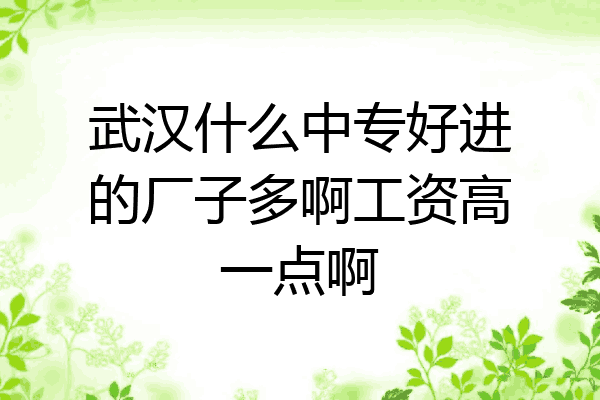 武汉什么中专好进的厂子多啊工资高一点啊