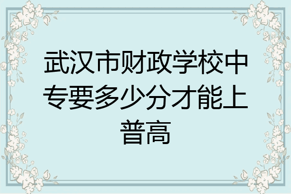 武汉市财政学校中专要多少分才能上普高