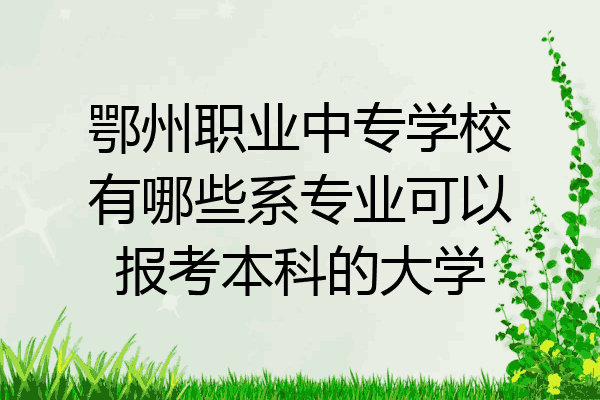 鄂州职业中专学校有哪些系专业可以报考本科的大学
