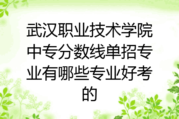 武汉职业技术学院中专分数线单招专业有哪些专业好考的
