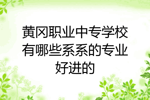 黄冈职业中专学校有哪些系系的专业好进的