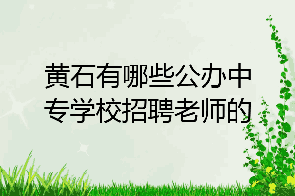 黄石有哪些公办中专学校招聘老师的