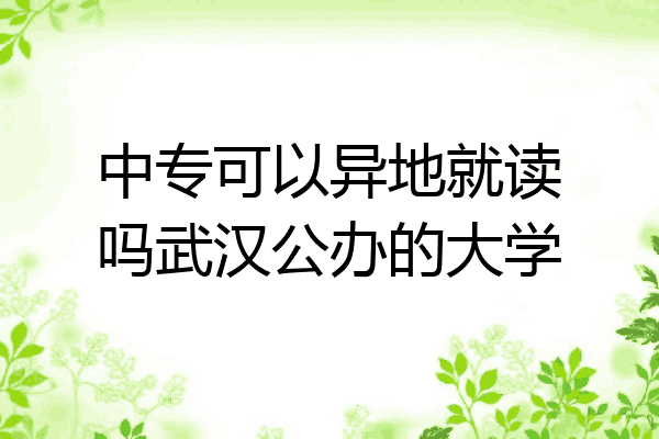 中专可以异地就读吗武汉公办的大学
