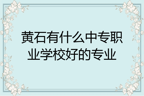 黄石有什么中专职业学校好的专业