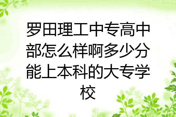 罗田理工中专高中部怎么样啊多少分能上本科的大专学校